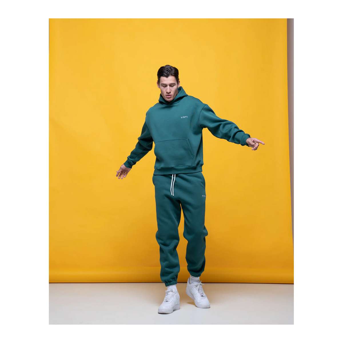VINYL ART CLOTHING MEN΄S REGULAR FIT COTTON NEEDLECRAFT LOGO HOODIE 55412-88 PETROL